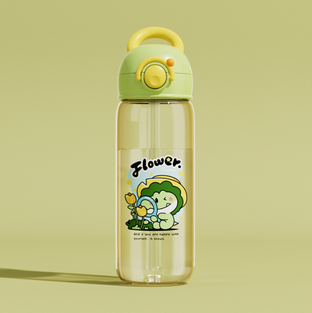 Children's Whale Cartoon Diving Fountain Water Bottle - Tritan Leakproof Sippy Cup (Various Sizes & Colors)